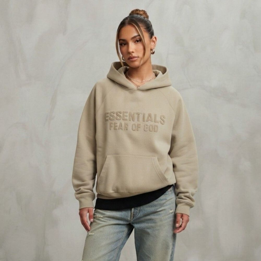 Fear of God Essentials Hoodie Size M Beige Athleisure Casual